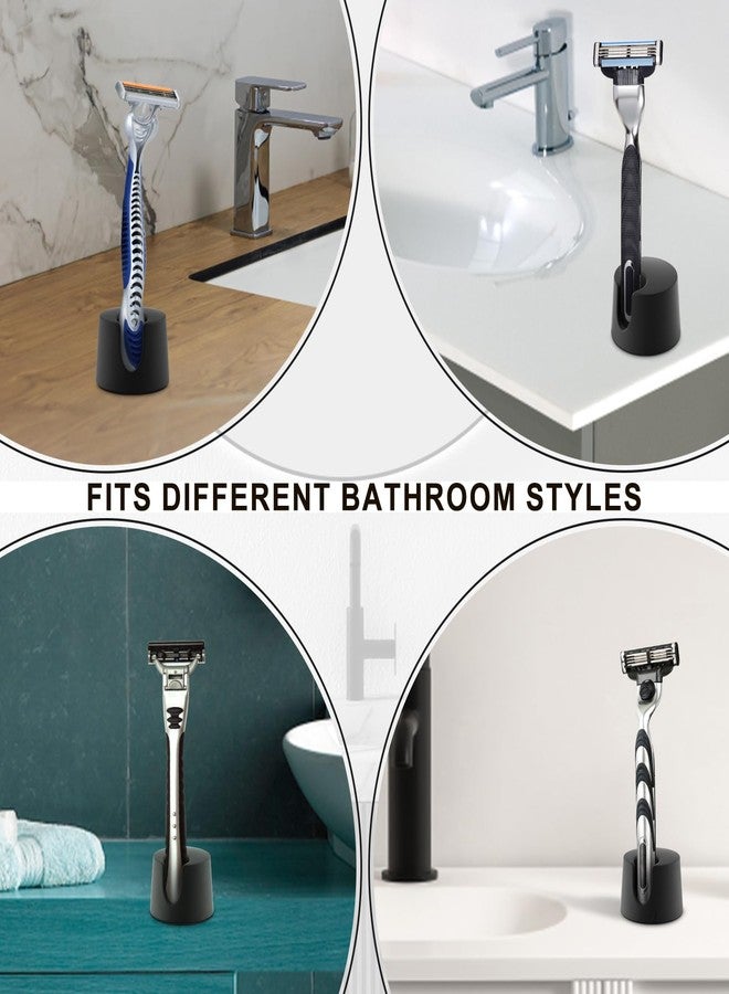 Goqeut 2 PCS Razor Holder Compatible With Gillette Razor Stand, Men's Razor Holder, Ideal Gift For Men, Black Razor Stand Base With Drain Design, Suitable For Bathroom Countertops - Image 4